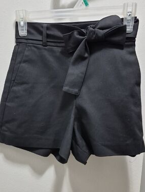 Babaton Black High-Waist Tie-Belt Shorts